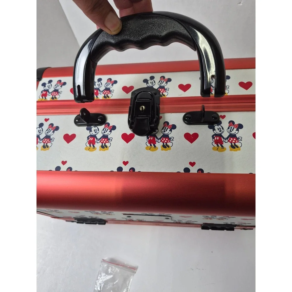 Impressions Vanity Disney Mickey Minnie Mouse Train Case Makeup Bag Red White
